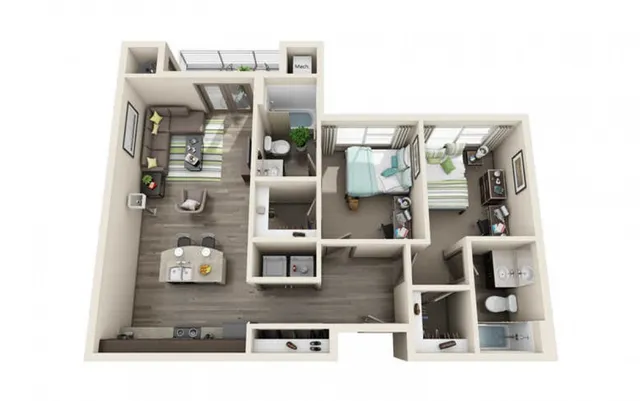 B1: 2 Bed 2 Bath