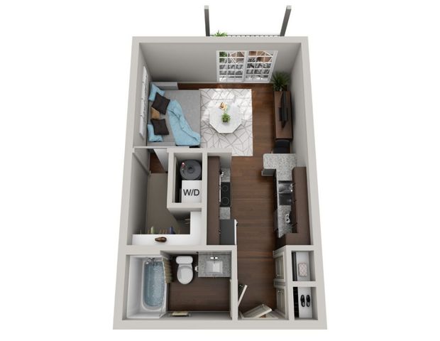 studio a with furniture and hardwood floors_floor_plans
