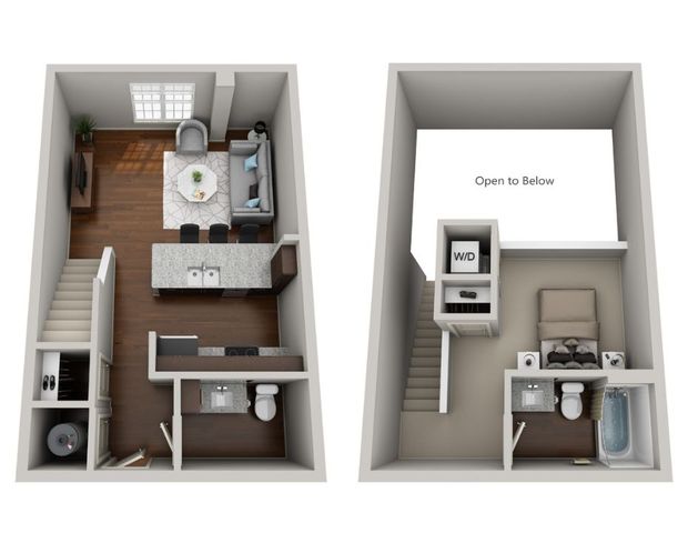 A3 3d floor plans with furniture and hardwood floors