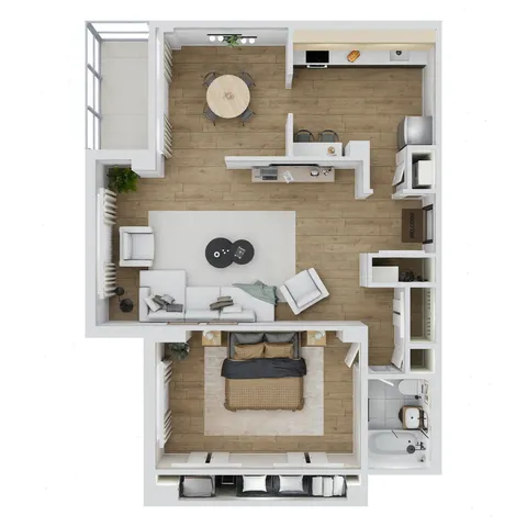 1 Bed, 1 Bath w/balc-M
