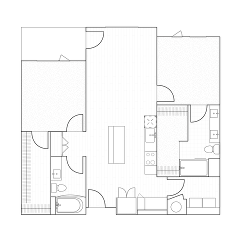 2D drawings of two-bedroom homes ranging from 1112 to 1126 sq ft, detailed with generous living spaces and two bathrooms.
