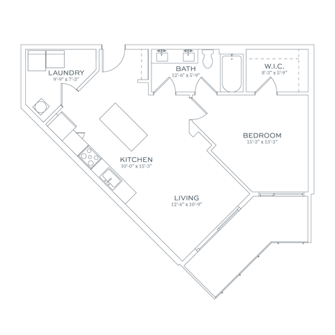 Sonder A2 One Bedroom Floor Plan
