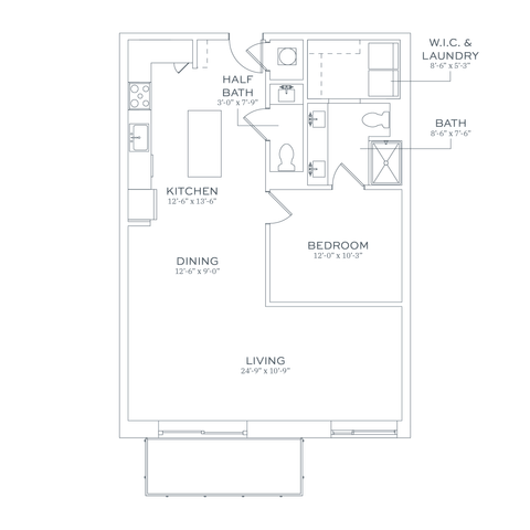 Sonder A2.1 One Bedroom Floor Plan
