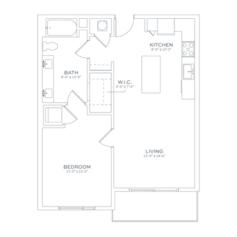 Sonder A3 One Bedroom Floor Plan