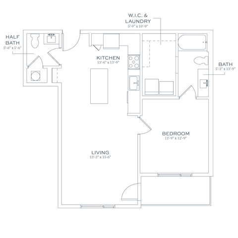 Sonder A4 One Bedroom Floor Plan