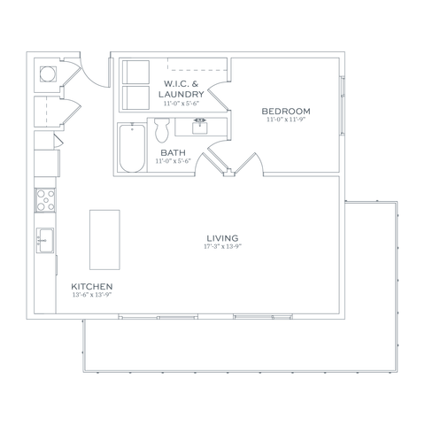 Sonder A5 One Bedroom Floor Plan