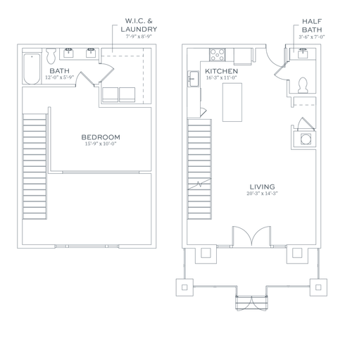 Sonder A8 One Bedroom Townhome Floor Plan