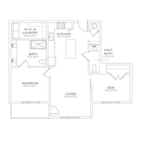 Sonder B1 One Bedroom w/ Den Floor Plan
