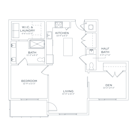 Sonder B1-A ADA One Bedroom w/ Den Floor Plan