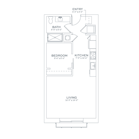 Sonder S1.1 One Bedroom Floor Plan