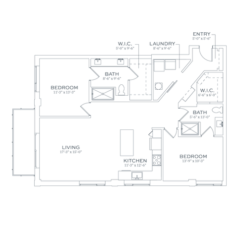 Sonder B1.1 Two Bedroom Floor Plan