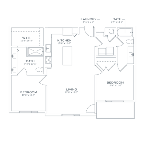 Sonder C2-A ADA Two Bedroom Floor Plan
