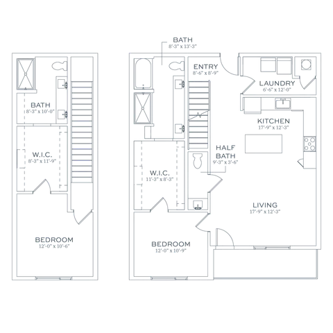 Sonder C8 Two Bedroom Townhome Floor Plan