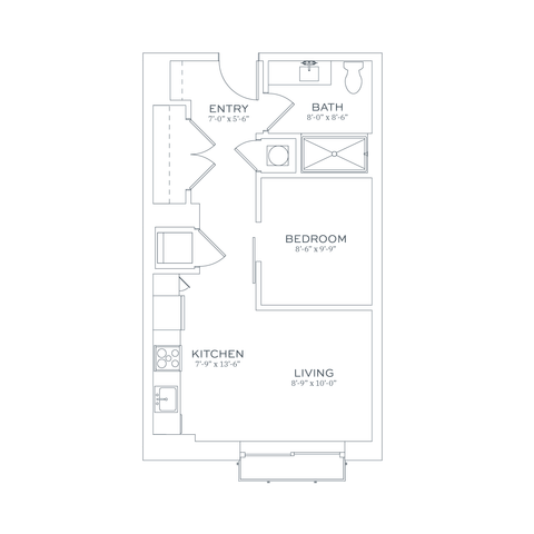Sonder S2.1 One Bedroom Floor Plan