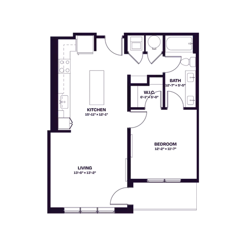 Oberon A1 One Bedroom Floor Plan
