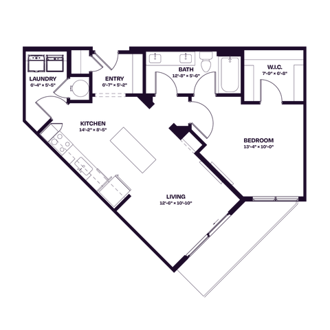 Oberon A2 One Bedroom Floor Plan