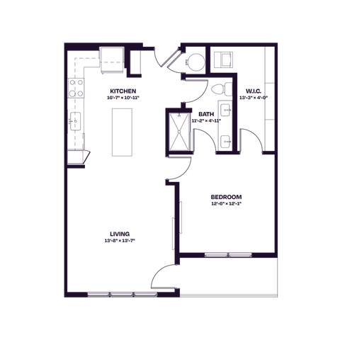 Oberon A5 One Bedroom Floor Plan