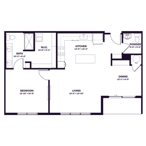 Oberon A7 One Bedroom Floor Plan