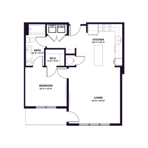Oberon A6 One Bedroom Floor Plan