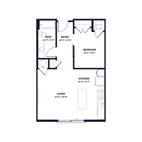 Oberon S3 One Bedroom Floor Plan