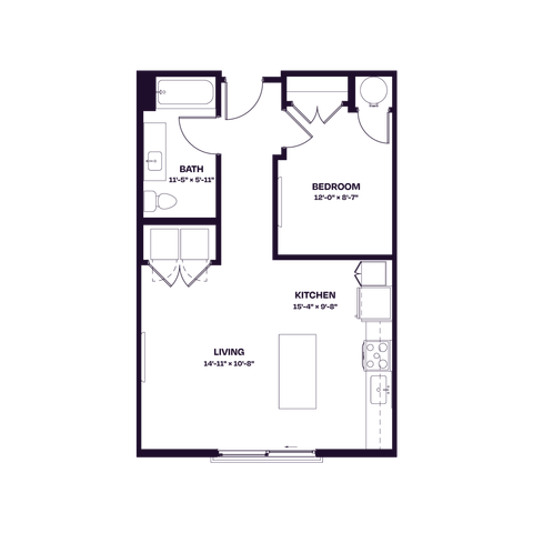 Oberon S3 ADA One Bedroom Floor Plan