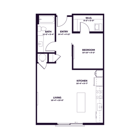 Oberon S3 West One Bedroom Floor Plan