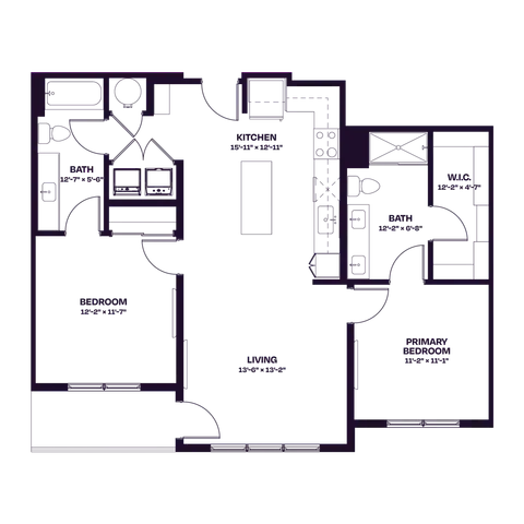 Oberon C2 Two Bedroom Floor Plan