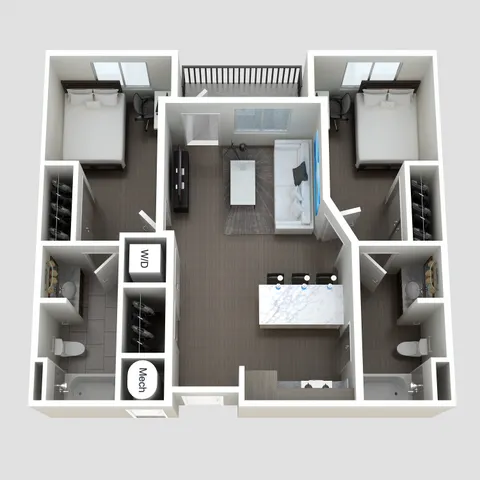 The Motif - two-bedroom apartment layout at The Lofts at City Center - 830 sq ft