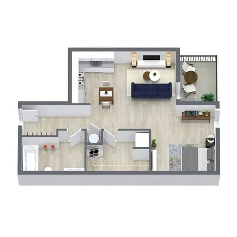 Birch floor plan: studio, 1 bathroom, 527 sq ft apartment at The Brentwood in Olathe KS
