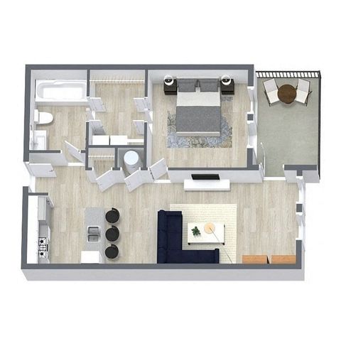 Juniper floor plan: 1 bedroom, 1 bathroom, 686 sq ft apartment at The Brentwood in Olathe KS