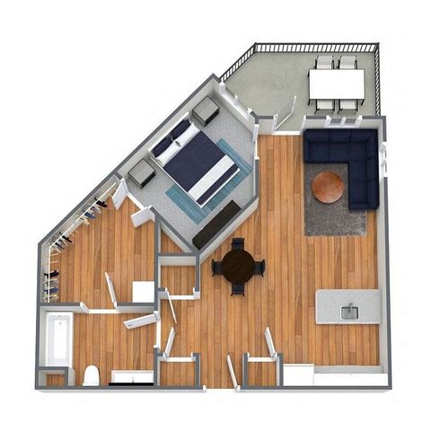 Magnolia floor plan: 1 bedroom, 1 bathroom, 701 sq ft apartment at The Brentwood in Olathe KS