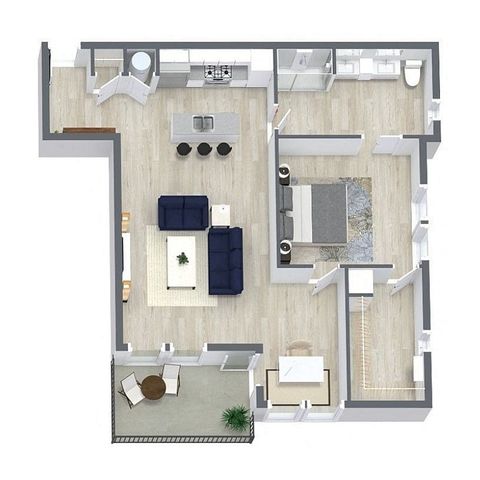 Olive floor plan: 1 bedroom, 1 bathroom, 854 sq ft apartment at The Brentwood in Olathe KS