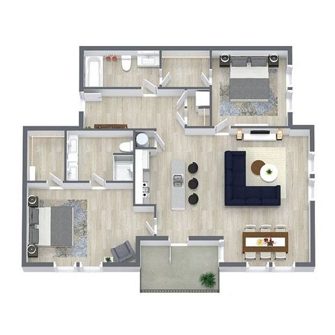 Maple floor plan: 2 bedroom, 2 bathroom, 1085 sq ft apartment at The Brentwood in Olathe KS