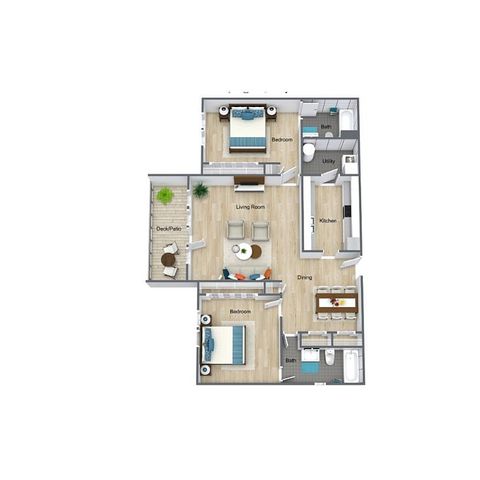 The Del Mar floor plan: 2 bedroom, 2 bathroom, 1157 sq ft apartment at Saddlewood Apartments in Olathe KS