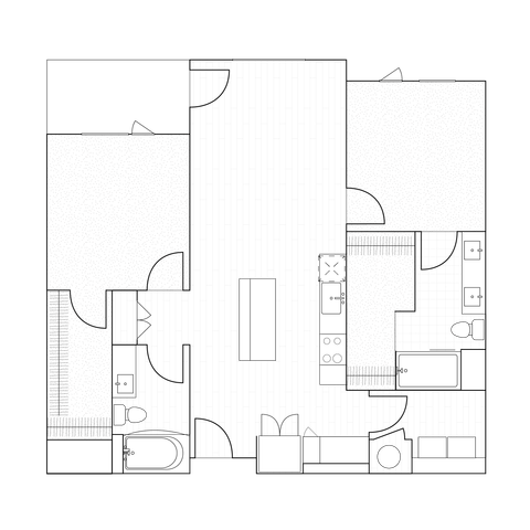 2D drawings of two-bedroom homes ranging from 1112 to 1126 sq ft, detailed with generous living spaces and two bathrooms.