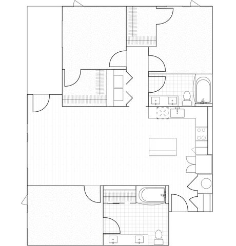 2D drawings of deluxe 1348 sq ft three-bedroom homes showcasing the epitome of luxury living with spacious interiors and high-end finishes.