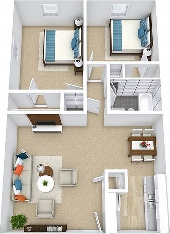2 bedroom - 800 sqft