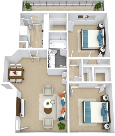 2 bedroom - 975 sqft