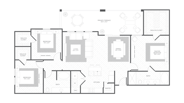 Seahorse Floorplan, 3 Bedroom 2 Bathroom, 1534 Square Feet