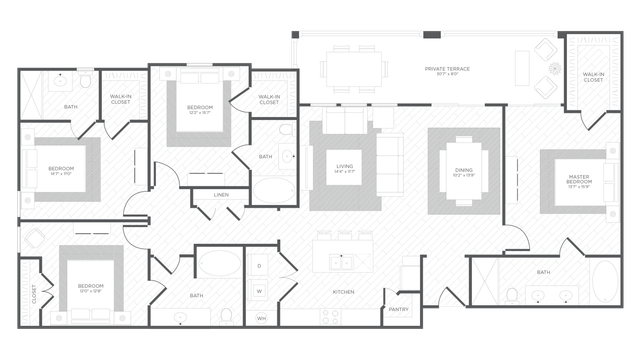 Starfish Floorplan, 4 Bedroom 4 Bathroom, 1851 Square Feet