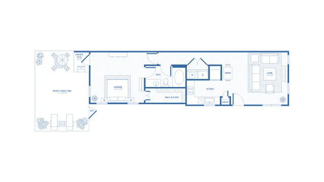1 Bed 1 Bath Floor Plan | Apartments in Little Elm, TX | The Mansions at Oak Point