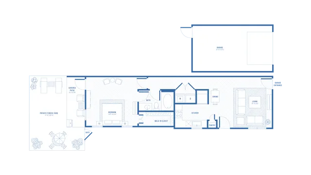 1 Bed 1 Bath Floor Plan | Apartments in Little Elm, TX | The Mansions at Oak Point