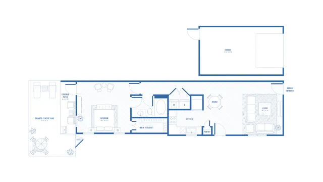 1 Bed 1 Bath Floor Plan | Apartments in Little Elm, TX | The Mansions at Oak Point