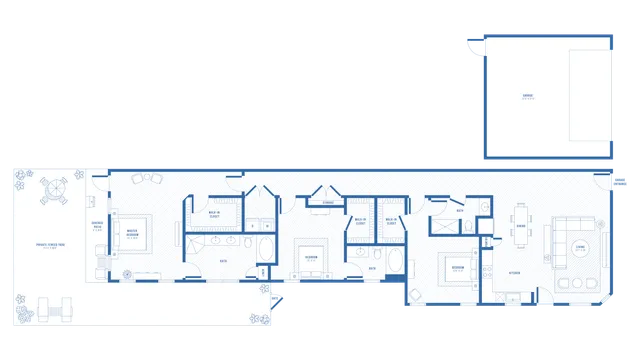 3 Bed 3 Bath Floor Plan | Apartments in Little Elm, TX | The Mansions at Oak Point