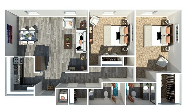 2 Bedroom | 2 Bathroom 1075 Square Feet