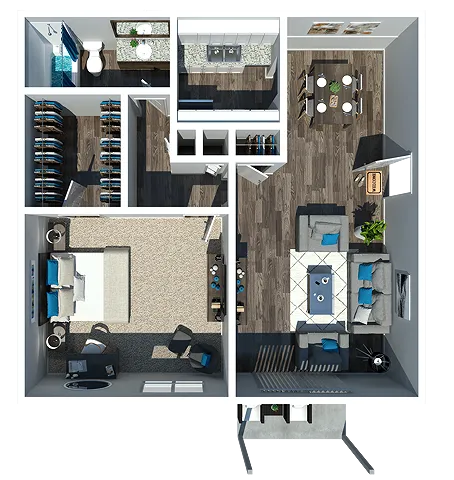 1 Bed 1 Bath 800 Sq Ft