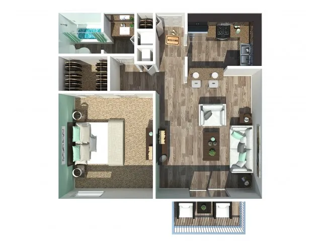 One Bedroom One Bathroom 688 Sq Ft Garden Style