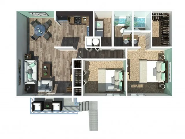 Two Bedroom Two Bath Garden 1100 Sq Ft