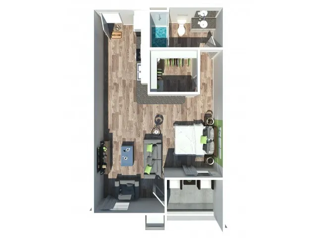 Studio with Balcony