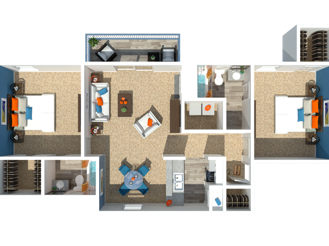 2 Bedroom 2 Bath 957